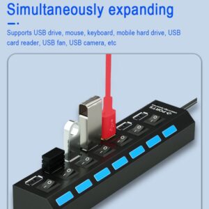 7-Port USB Splitter Hub with Independent Switches – Laptop & Desktop Expander